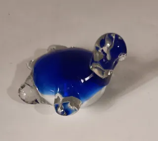 Fermacarte tartaruga Blu Cobalto- vetro di Murano