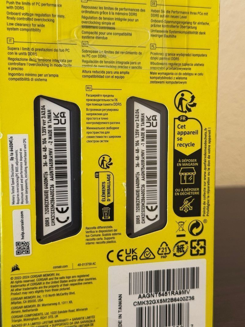 Corsair Vengeance DDR5 32GB 6400MHz CL36 afbeelding 3