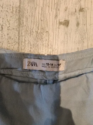 Pantalón corto lino azul Zara Talla 13/14