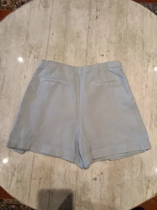 Pantalón corto lino azul Zara Talla 13/14