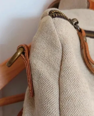 Mochila Refresh Lona y Piel Beige