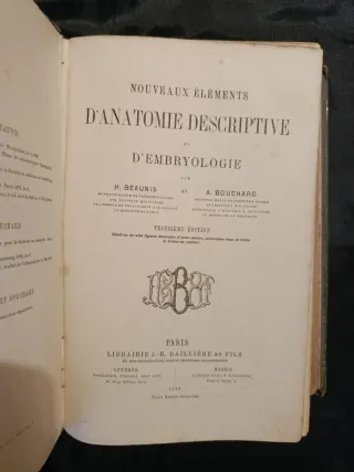 Libro Antico Medicina 1880 Anatomia