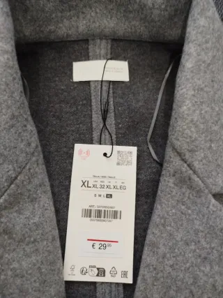 Abrigo Zara Oversize Talla XL Gris