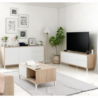 Mesa Tv 130 Cm 2 Puertas 2 Cajones. Blanco Artik/