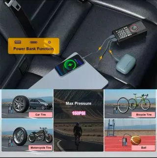 Compressore Aria Portatile Auto Moto Bici