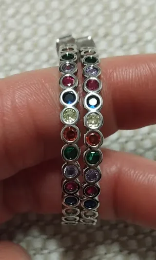 Pendientes Aro Plata Multicolor