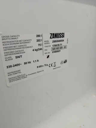Nevera Zanussi ZBB28465SA para encastrar