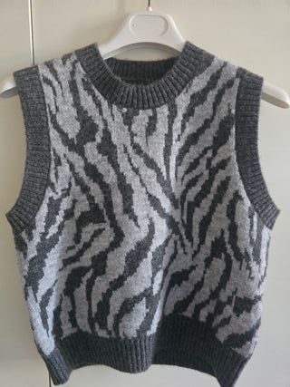 Gilet girocollo fantasia zebra