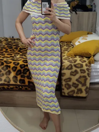 Vestido largo croché tipo Missoni multicolor