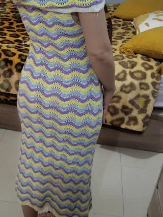 Vestido largo croché tipo Missoni multicolor