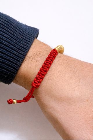 Bracciale corda rossa con sfere oro 18kt 750