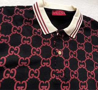 Polo Gucci Talla XXL GG Negro y Rojo