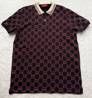 Polo Gucci Talla XXL GG Negro y Rojo