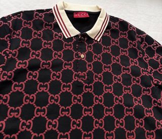 Polo Gucci Talla XXL GG Negro y Rojo
