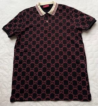Polo Gucci Talla XXL GG Negro y Rojo