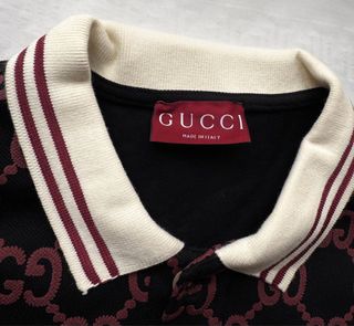 Polo Gucci Talla XXL GG Negro y Rojo
