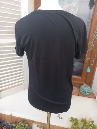 Camiseta Hawaiana Negra Manga Corta Hombre