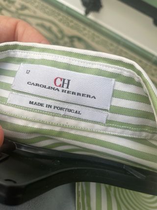 Camisa Carolina Herrera Rayas Verde y Blanca