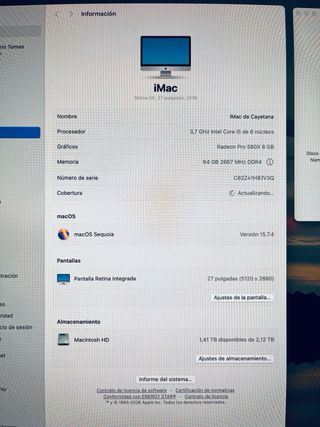 iMac 27” 5K 2019 – 64GB RAM – Radeon 580X –