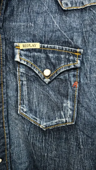 REPLAY Camisa vaquera mujer azul oscuro