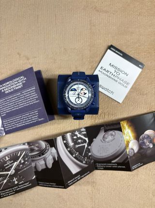 Swatch x Omega Mission T Earthphase Moonshine Gold