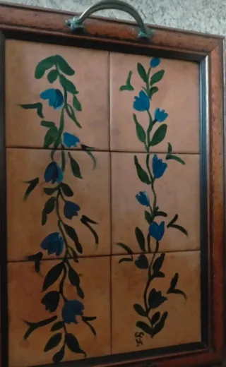Vassoio legno dipinto a mano con fiori