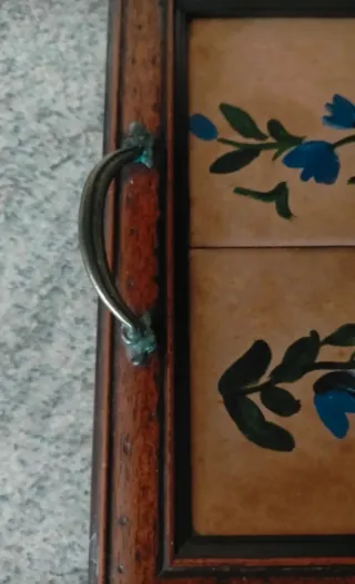 Vassoio legno dipinto a mano con fiori