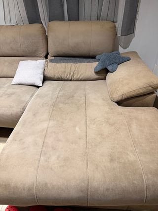 Sofá Chaise Longue Beige/Gris