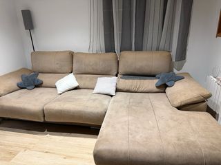 Sofá Chaise Longue Beige/Gris