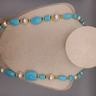 Set Collana e Orecchini Turchese e Perle