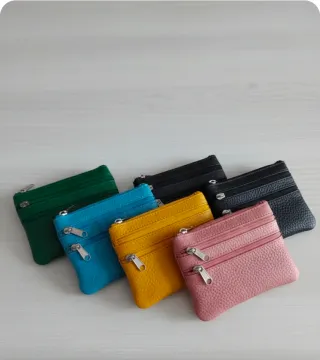 Bolso de mano cuero 2 cremalleras 14x21