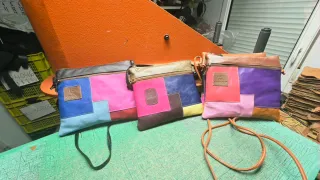 Bolso de mano cuero 2 cremalleras 14x21