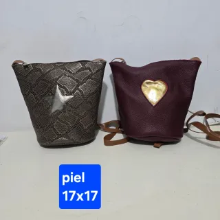 Bolso de mano cuero 2 cremalleras 14x21