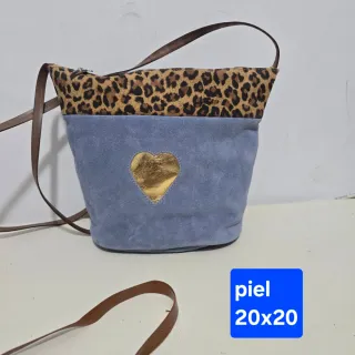 Bolso de mano cuero 2 cremalleras 14x21
