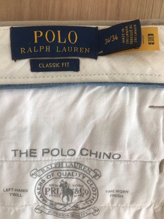 Pantalón Chino Ralph Lauren Hombre W34 L34 Crema