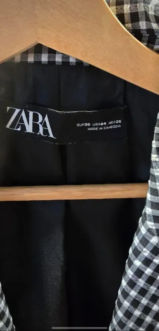 Blazer Zara Cuadro Vichy Mujer