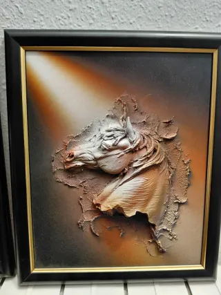 2 Cuadros Caballos Relieve