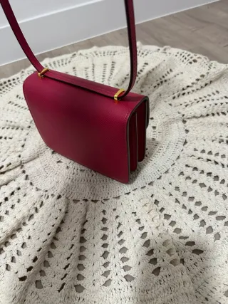 Bolso Herms Constance Dorado Rojo
