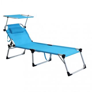 Lettino da Spiaggia Pieghevole Parasole Textilene