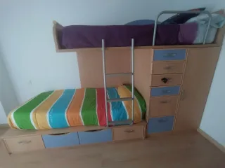 Litera madera multicolor con cajones