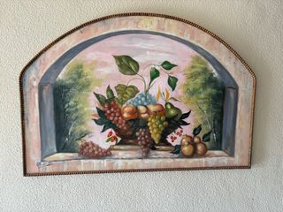 Cuadro de frutas y paisaje