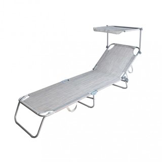 Lettino Prendisole con Tettuccio Textilene Grigio