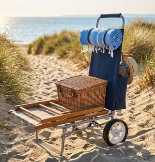 Carrello da Spiaggia Pieghevole in Acciaio 2 Ruote