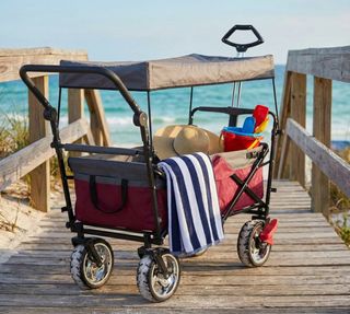 Carrello da Spiaggia con Tettuccio 4 Ruote 135cm