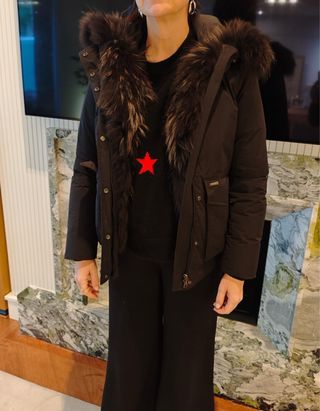 Parka Woolrich Nero con Cappuccio e Pelliccia