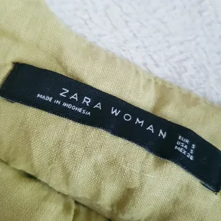 Pantalón wide leg 100% lino verde oliva zara woman