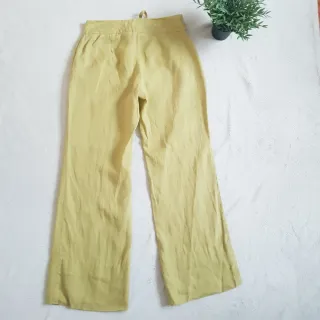 Pantalón wide leg 100% lino verde oliva zara woman