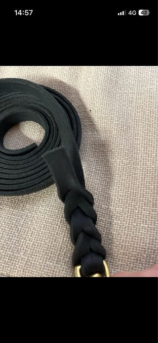 Guinzaglio in pelle nera 2,5m ottone