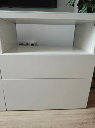 Mesa TV 120x40 Blanca y Cristal de made