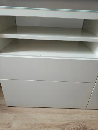 Mesa TV 120x40 Blanca y Cristal de made